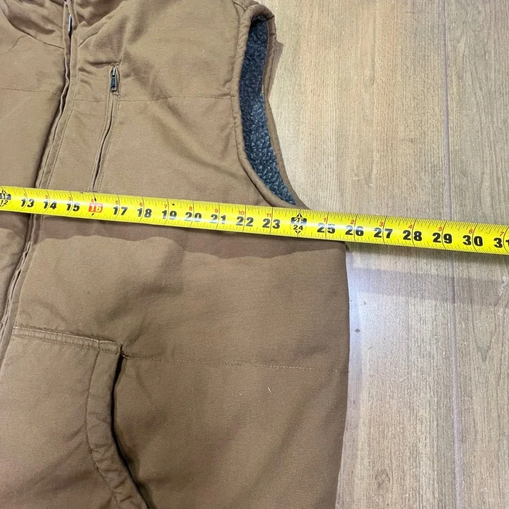 Lee‎ Mens Brown Cotton Canvas Sherpa Lined Workwear Vest XL Full Zip Pockets